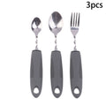 2 Stainless Steel Bendable Adaptive Cutlery Textured Handle Utensils Qme 3PCS Gray