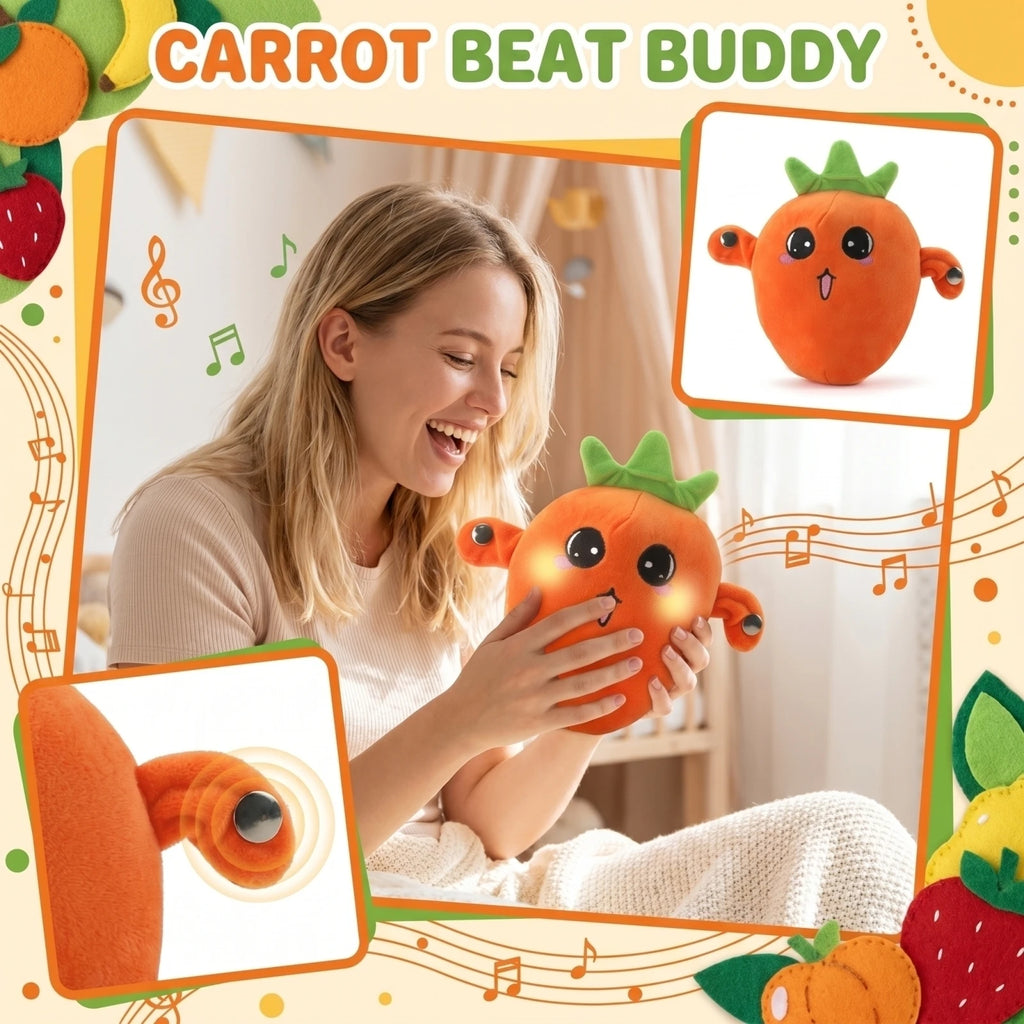 Cartoon Fruit Sensing Rhythm Radish Plush Toy Parent-child Interactive Plush Doll Cultivate Music Perception Ability Fun Gift Qme