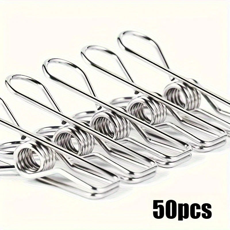 Stainless Steel Small Clothes Clip, Durable Clothes Nail, Multifunctional Metal Wire, Practical Clip Suitable for Kitch Qme 50pcs