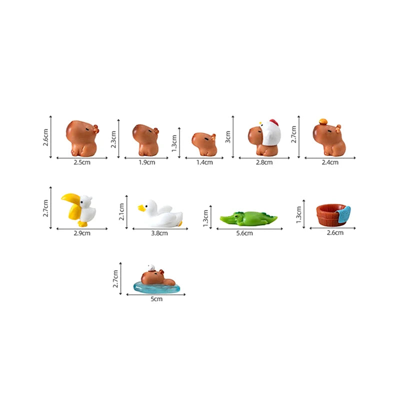 Miniature Capybara Figurines Mini Figures Resin Desk Ornaments Cute Qme