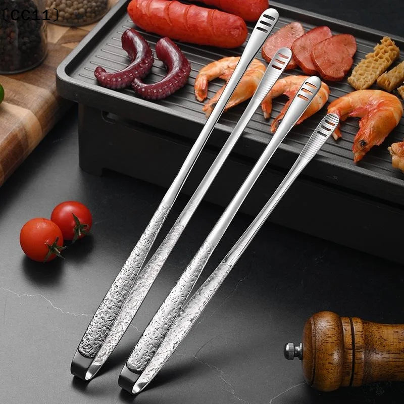 Stainless Steel Barbecue Tongs Kitchen Vegetable Reusable Meat Qme