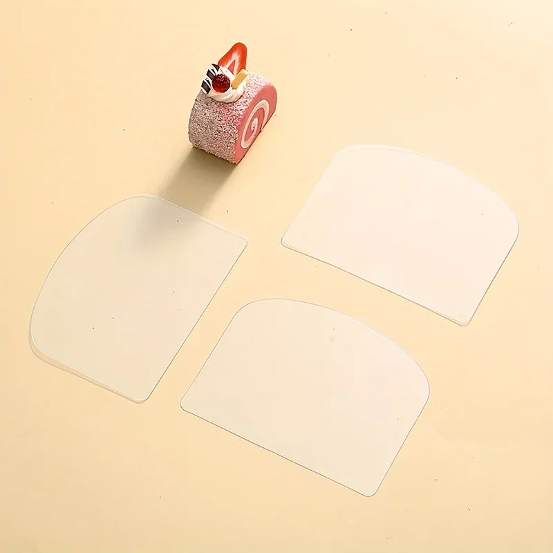 5pcs Transparent Plastic Curved Soft Scrapers, Cake Scrapers for DIY Baking and Cake Making - Kitchen Gadgets and Accessories Qme