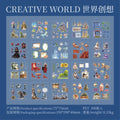 100pcs Large box Stickers Vintage Cartoon Character Flowers Decorative Adhesive Diy Scrapbooking Material Junk Journal Supplies Qme A