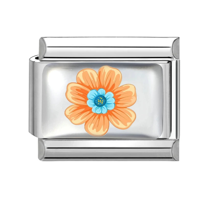 Design Colorful Earth Sun Sunflowers Stainless Steel Link Fit Italian