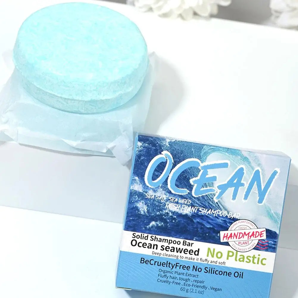 Refreshing Ocean Shampoo Seaweed Essence Handmade Soap Soft And Tough Hair Care Soap Men's Shampoo 1/3/5PCS Qme