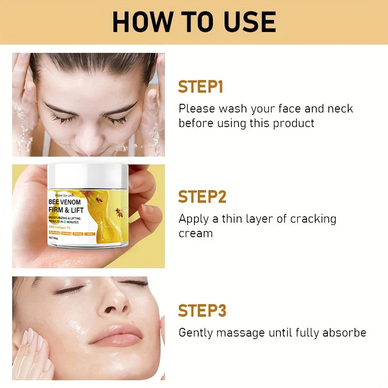 Bee Vemon Instant Face Lifting Cream - 60g | Tightening and Skin Lifting, Smoothing Fine Lines and Wrinkles | All Skin Types Qme