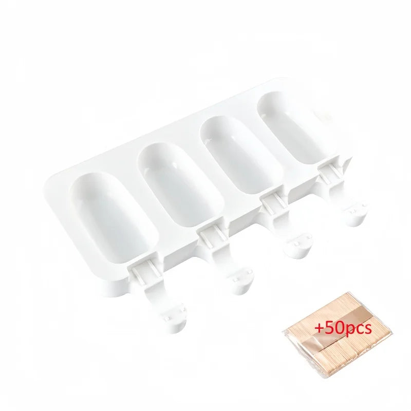 4-hole Silicone Popsicle Mold Homemade Ice Cream Juice Popsicle Mold Household Homemade Popsicle Mold Tray Qme mould 1pc
