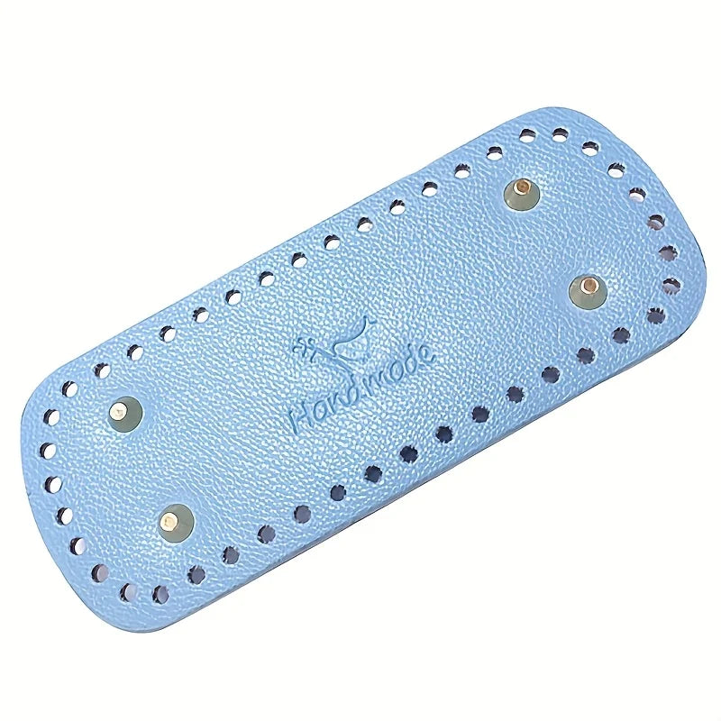 Oval PU Leather Bag Base for Crochet Knitting - DIY Handbag Bottom Plate with Holes Qme Blue