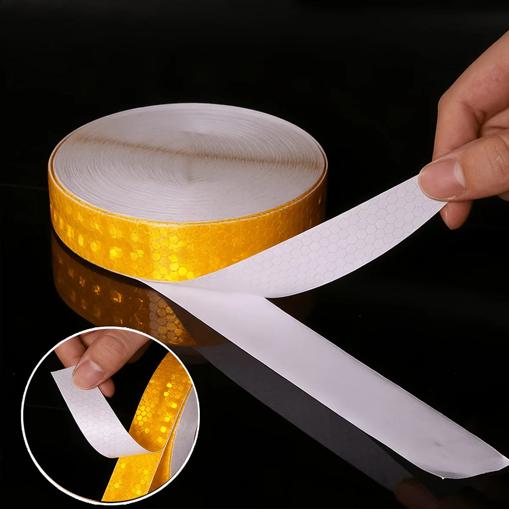 Reflective Car Stickers Outdoor Waterproof Warning Tapes White Red Fluorescent Yellow Reflectors Safety Strip Qme
