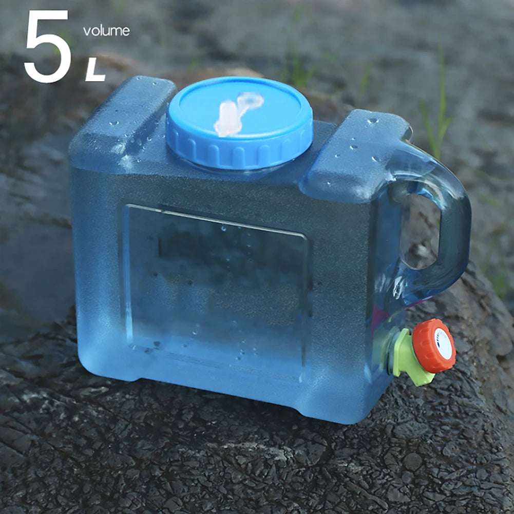 5L Water Container with Faucet Camping Water Container Portable Multipurpose for Outdoor Hiking Travel Emergency Qme
