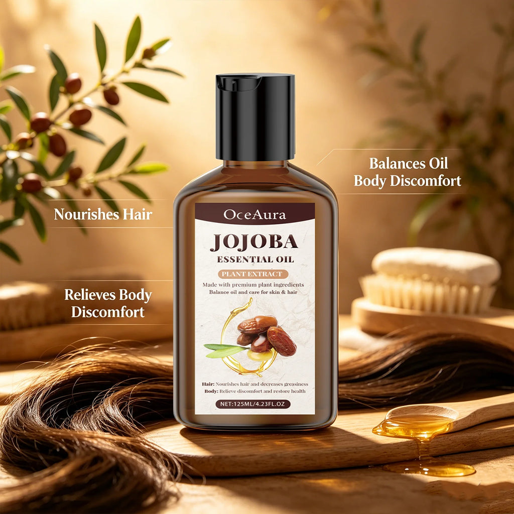 OceAura Jojoba Essential Oil for Hair & Body Deep Moisturizing Nourishing Soothing Redness Itching Relieving Hair Body Care Oil Qme