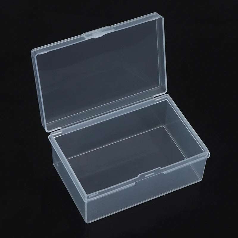 ^1PC Transparent Plastic Box Rectangular Hardware Classification Box With Lid Storage Electronic Parts With Lid Collection Box Qme