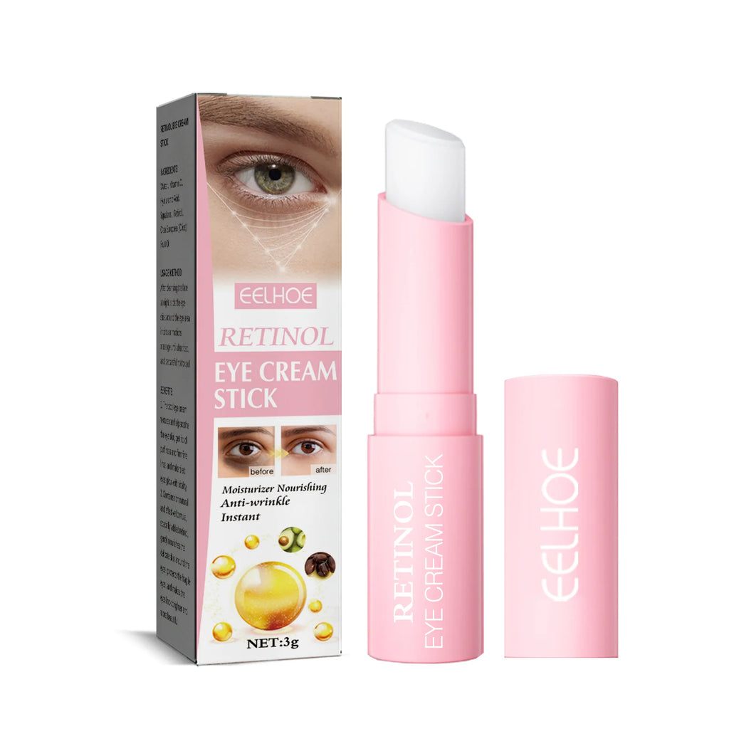 Retinol Eye Cream Stick Fade Fine Line Remove Wrinkle Eye Bags Anti-Puffiness Dark Circle Smoothing Firming Under Eye Skin Care Qme
