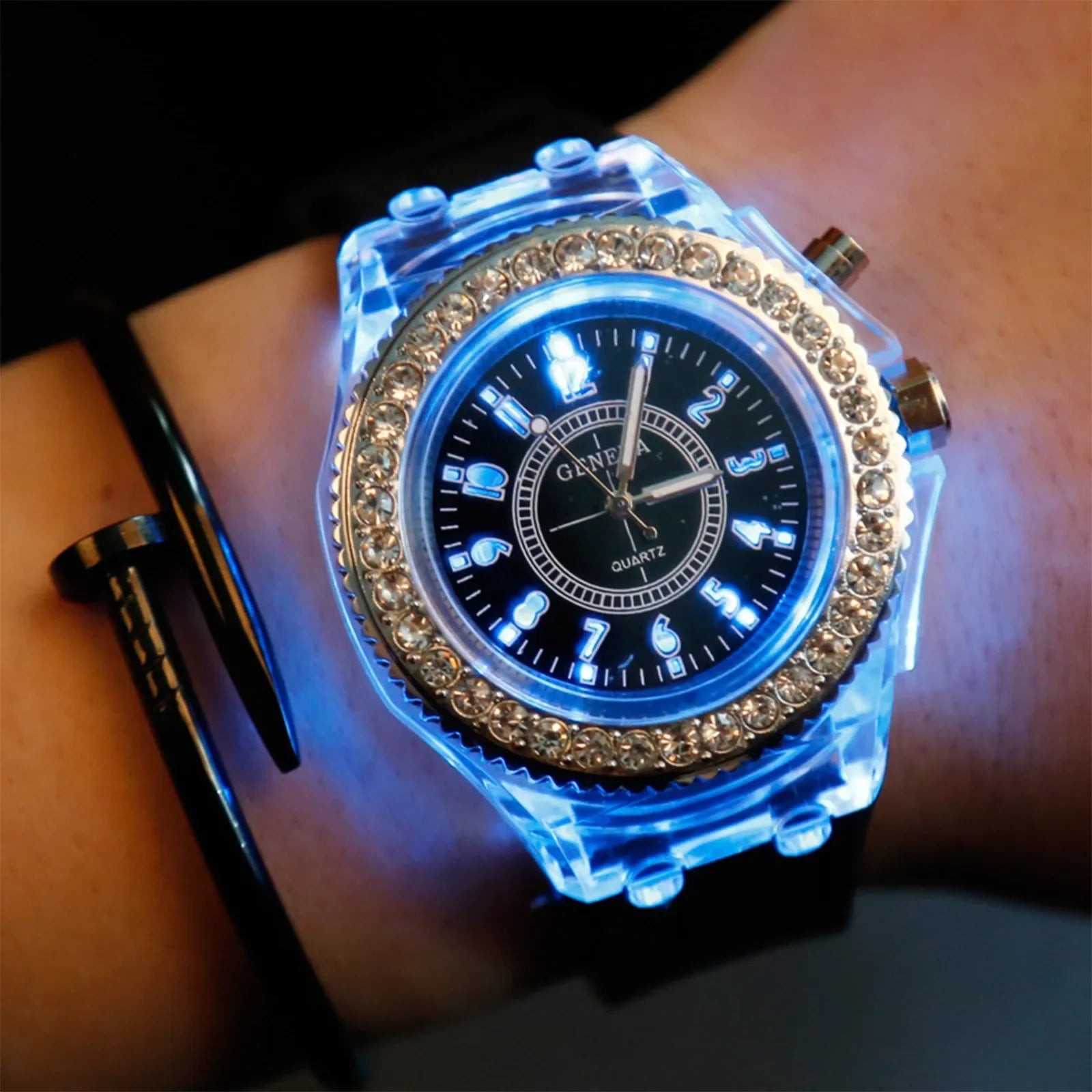 2026 Luminous Colorful LED Luminous Watch for Male and Female Students, Fluorescent Quartz Hand for Male and Female Students Qme