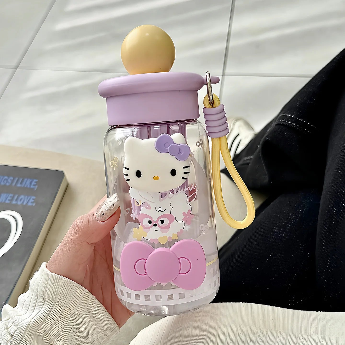 New Hello Kitty Plastic Straw Cup Stylish and Large-Capacity for Girls Portable Summer Tea-Water Separator Cup for Students Qme 4 500ml