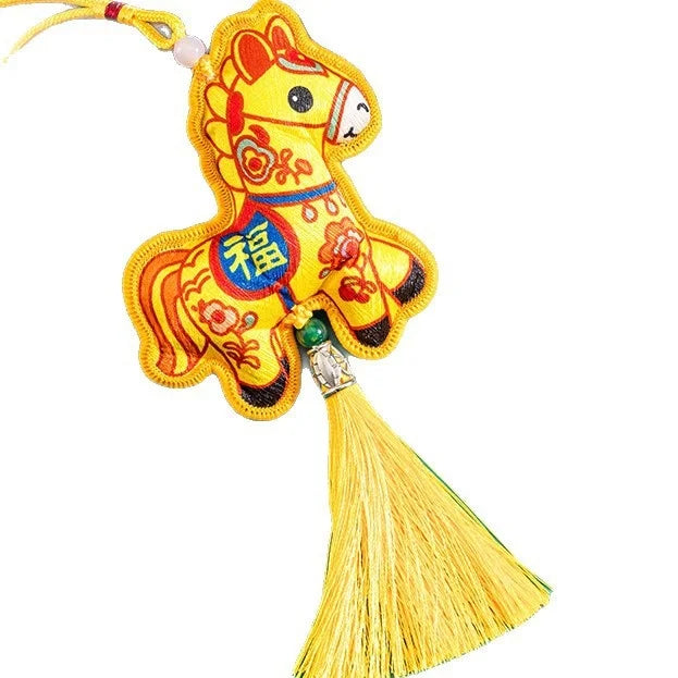 Lucky Fragrant Bag Tassels Horse Incense Car Hanging Chinese Zodiac Qme