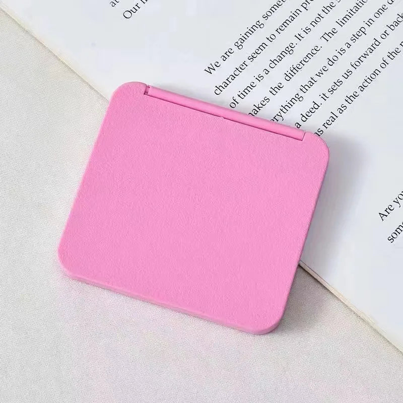 2-Face Makeup Mirror Square Portable Cute Girl's Hand Mini Pocket Qme Pink China Mainland