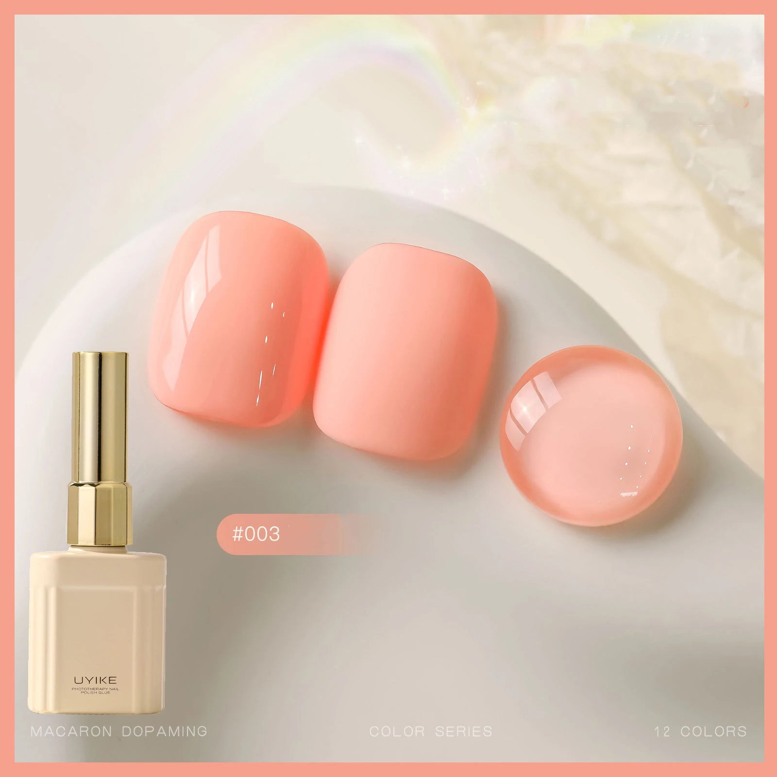 12 Colors Candy Macaron Gel Nail Polish Set, High Saturation Pastel Jelly Gel Polish, Soak Off UV LED Nail Art Manicure Set 15ml Qme 03