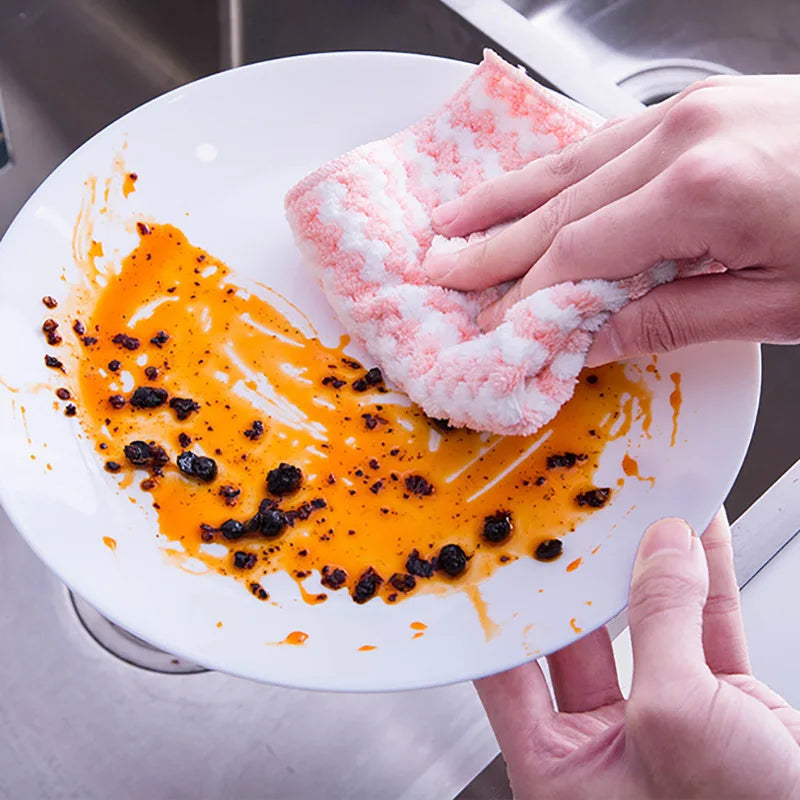 Microfiber Towel Absorbent Kitchen Cleaning Cloths Non-stick Oil Dish Towel Rags Napkins Tableware Household Cleaning Towel Tool Qme