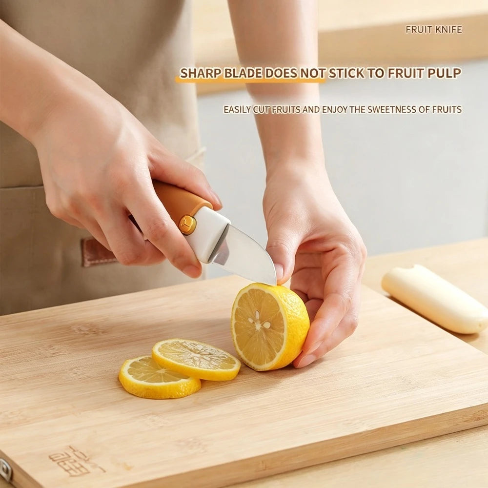 2-in-1 Multifunctional Fruit Peeler Knife, Portable Vegetable Peeler with Protective Cover, Blade for Kitchen & Travel Qme
