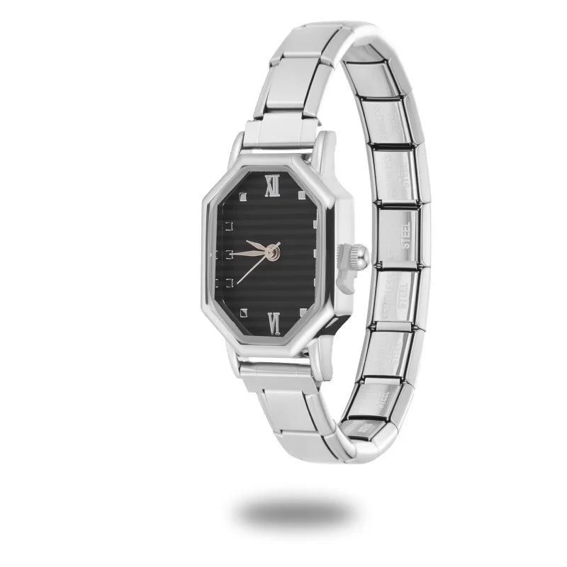 Fashion Watch Women's DIY 9MM Width Italian Elastic Charm Stainless Candy Zircon Watch Head Link Bracelet Jewelry Birthday Gifts Qme Style 36