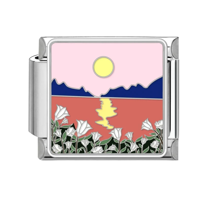 Drop Shipping 2026 Romantic Dreamy Moon Flower Sea Italian Charm