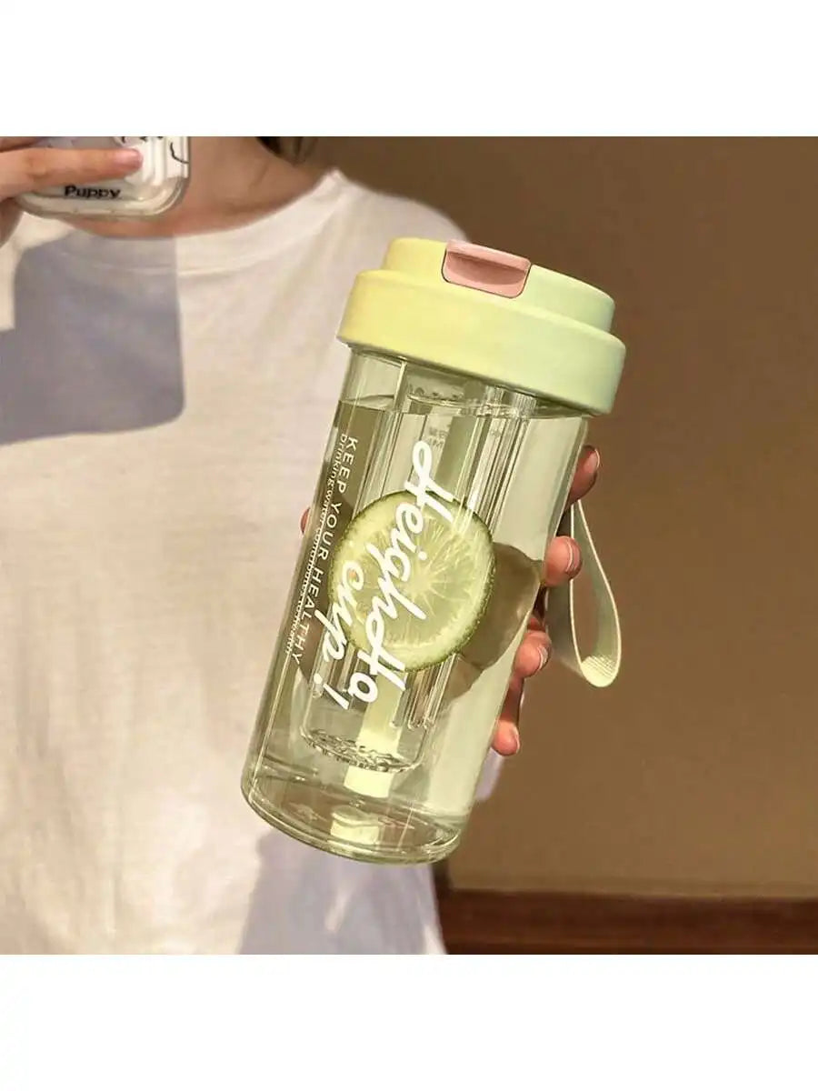 Transparent Plastic Straw Leak Proof Sports Water Bottle Tea Qme