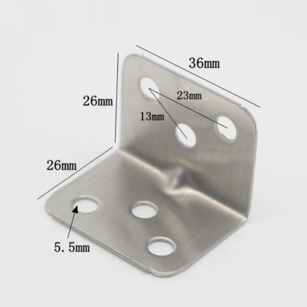 100-10PCS Stainless Steel L-shaped Bracket Furniture Layer Board 90° Fixed Right Angle Bracket Trapezoidal Layer Board Connector Qme