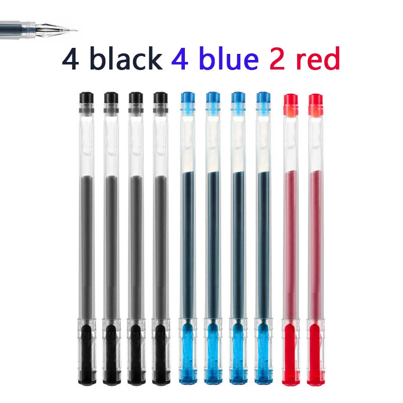 3/10pcs/mix Diamond tip Gel Pen,0.38mm Large-capacity Black/Blue/Red ink Exam Signing Writing School Office Supplie Stationery Qme 4black 4blue 2red