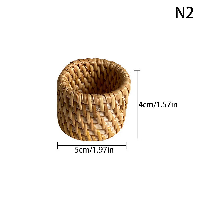 6 Woven Handmade Napkin Ring Rustic Natural Holder Table Decor Wooden Qme 2