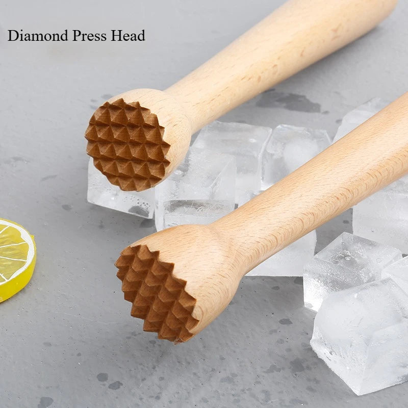 2-Pc Beechwood Muddler Cocktail Muddler Wooden Muddler for Drinks Ice Muddler for Cocktail Milk Tea Mixing Stirring Crushing Ice Qme