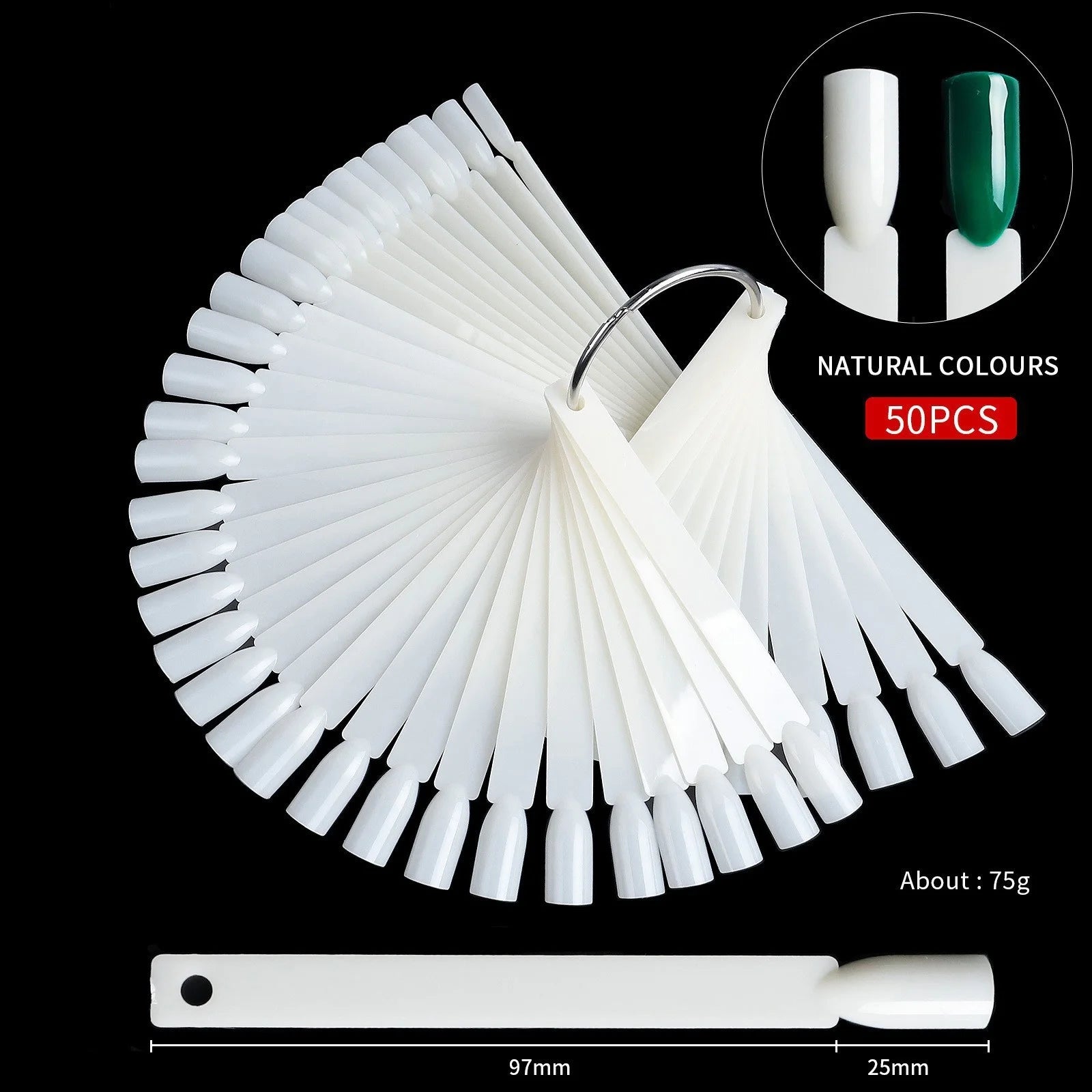 Nail Tips Display Clear Nature Color False Nail Tips For Gel Nail Polish Practice Board Tool Fan Shaped Palette Qme 50 Natural ring