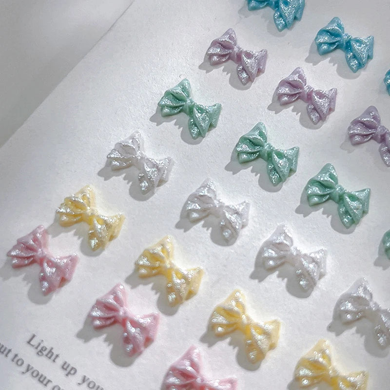 Pearlescent 3D Nail Art Bow Charm Nails Decoration Design Kawaii Qme