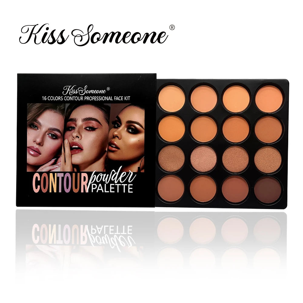 Concealer Contour Plate, 16 Kinds of Medium to Dark Color Modifier Combination Makeup Powder Palette, Covering Black Circles Qme
