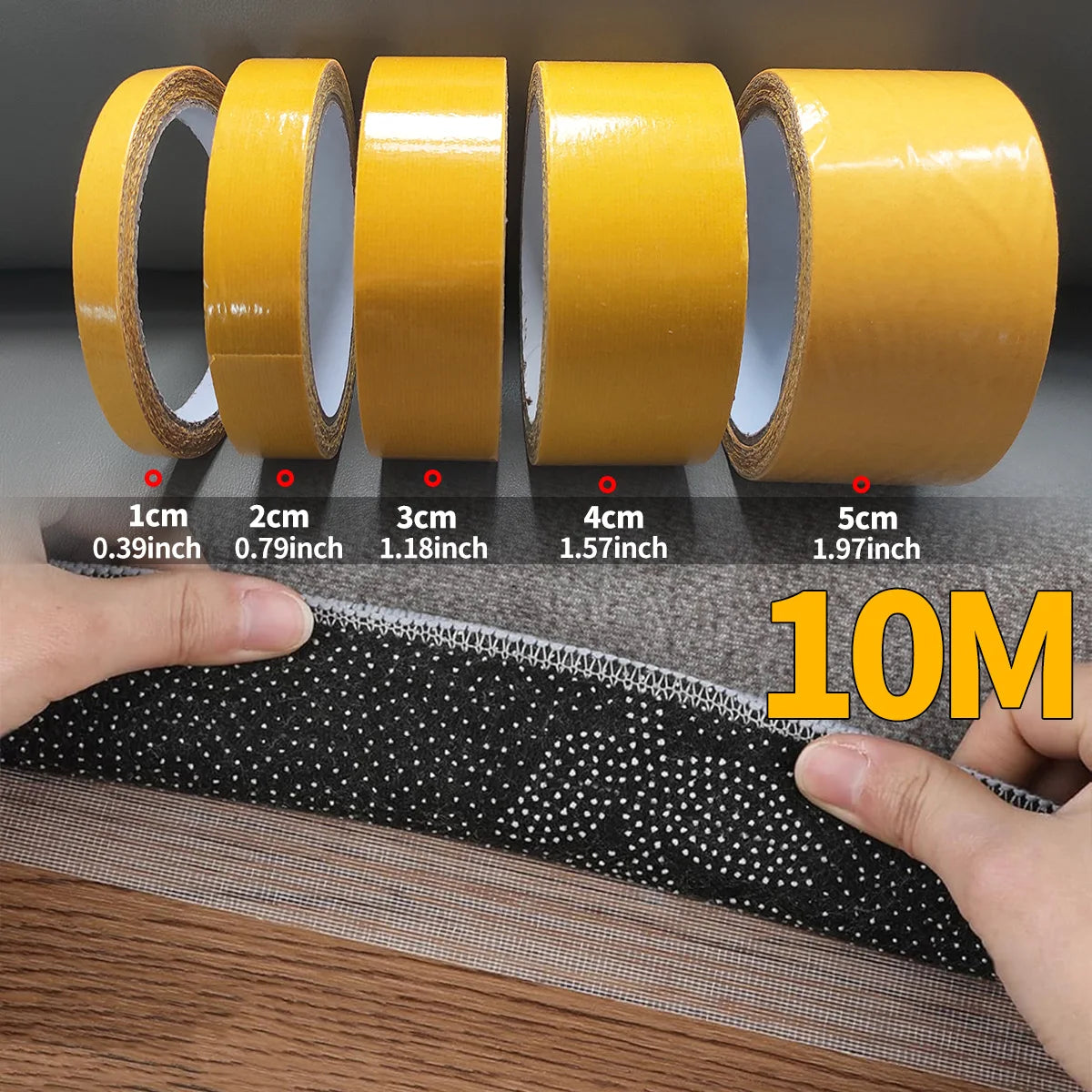 Double Sided Tape Translucent Mesh with Fiberglass Mesh High Tack Strong Adhesive for Carpet Wall Craft Qme