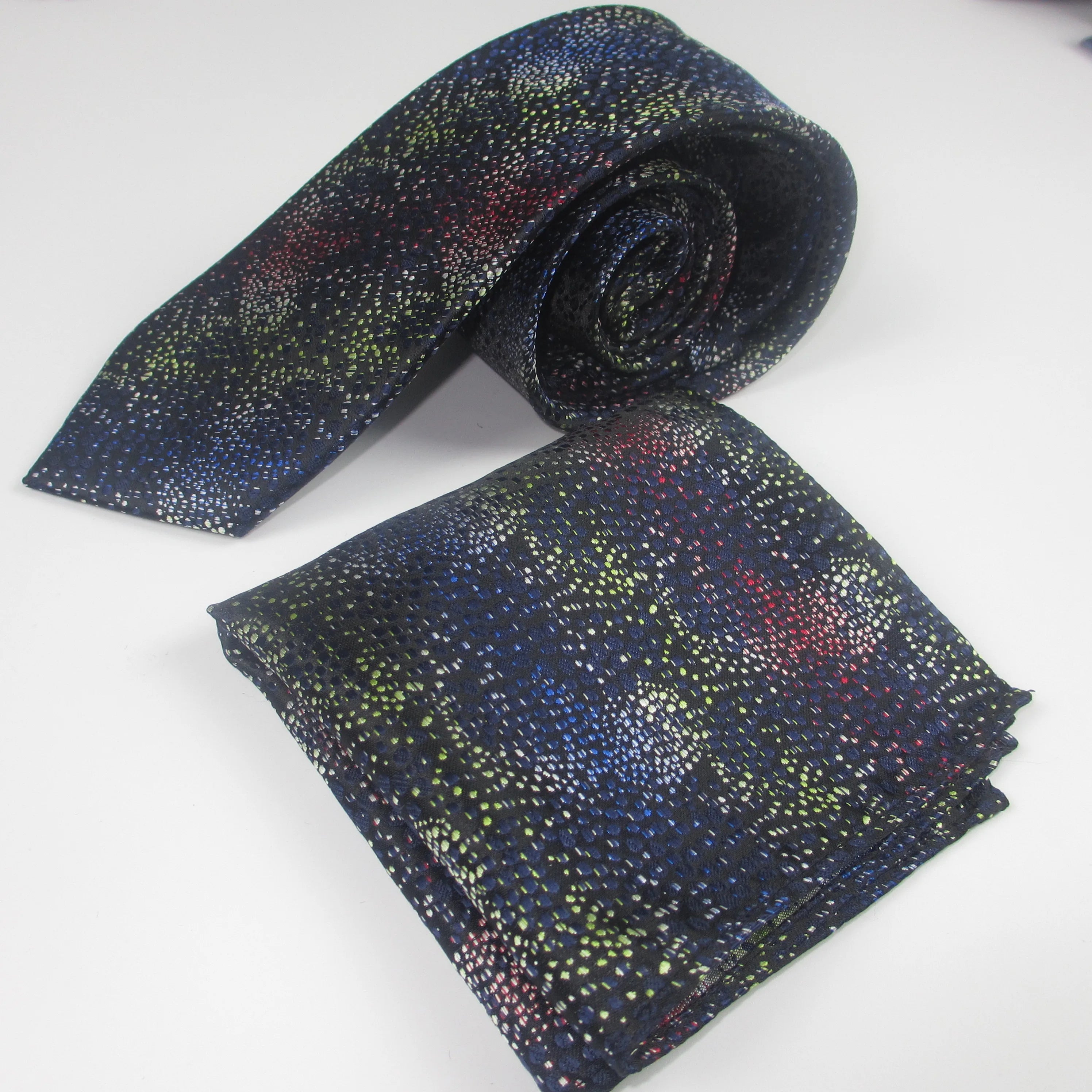 Men's Tie Pocket Square Paisley Flower Dots Hankerchief Narrow Thin Qme light green