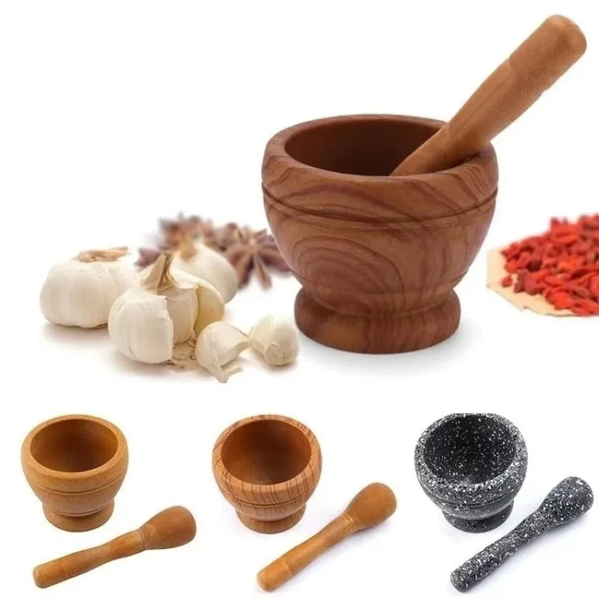 Manual Garlic Crusher Mortar Pestle Multifunctional Spice Grinder Qme