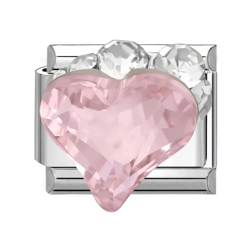 2026 New Women Romantic Heart Shiny CZ Heart Pattern Italian Charm Links Fit 9mm Bracelet Stainless Steel DIY Making Jewelry Qme S 24