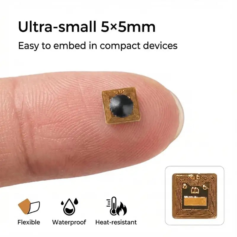 FPC Micro Programmable NFC RFID Tag Sticker 5x5mm Range Pet Tracking Qme