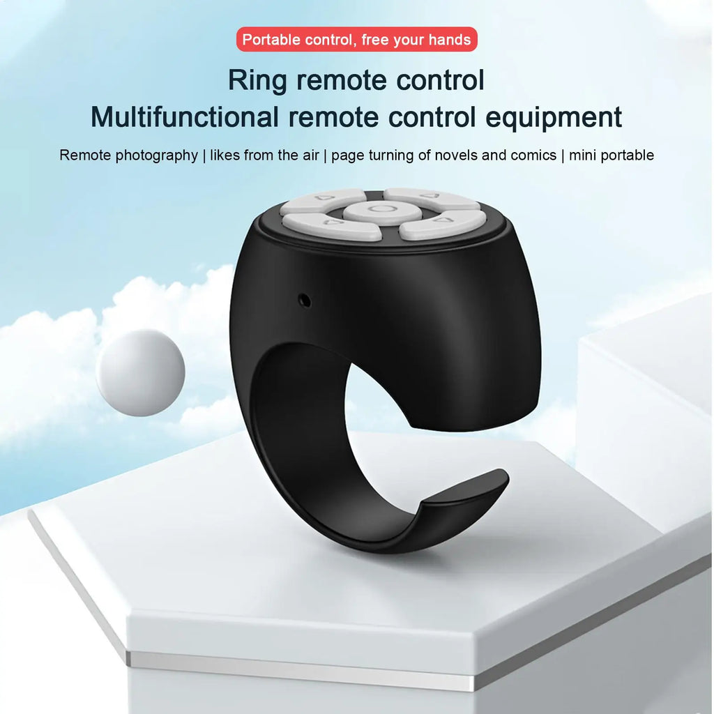 Wireless Remote Shutter Ring Finger Scroller Selfie Button Mobile Qme