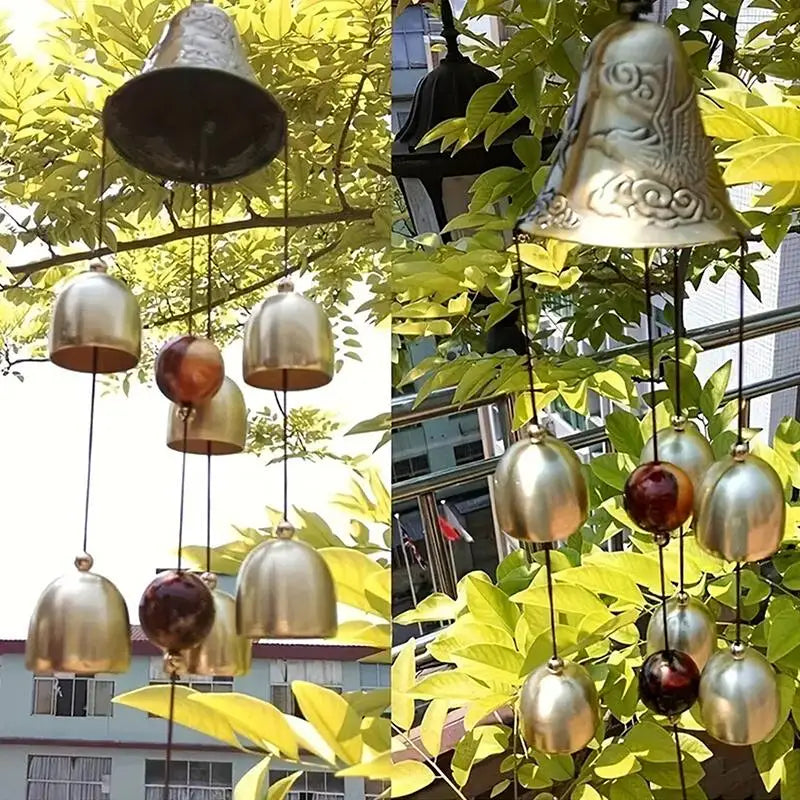 Yard Garden Ideal Home Outdoor Decorati 6 Copper Bells Metal Wind Qme