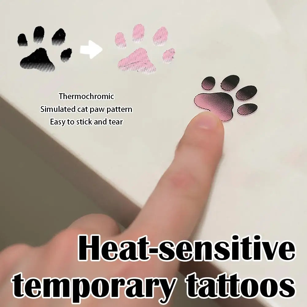 Temporary Tattoos Temperature-sensitive Paw Print Face Cat Stickers Qme
