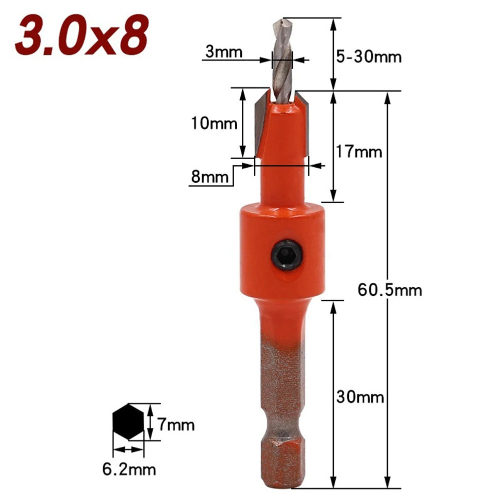1 4 Woodworking Hex Shank Drills Bit Countersink Router Wood Drilling Qme B