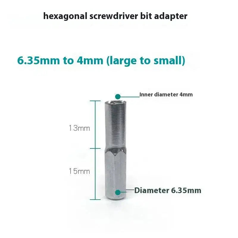 4MM To 6.3MM Hex Transducer Adapter Socket Magnetic Parts For Screwdriver Drill Bits Hand Tool Qme 6.35mm to 4mm