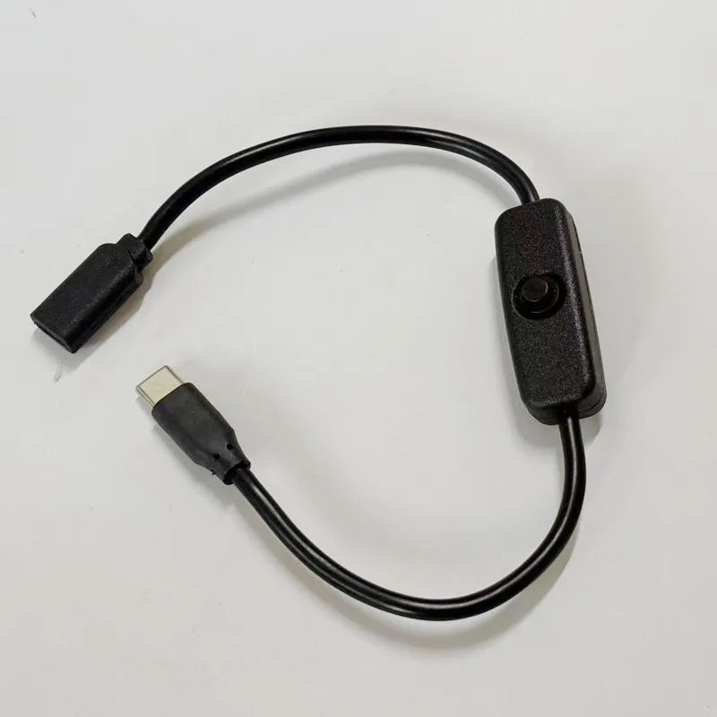 3PCS Raspberry Pi 4A High Current USB Cable with 501 Button Switch Type-C Male to Female Extension Power Cord Qme