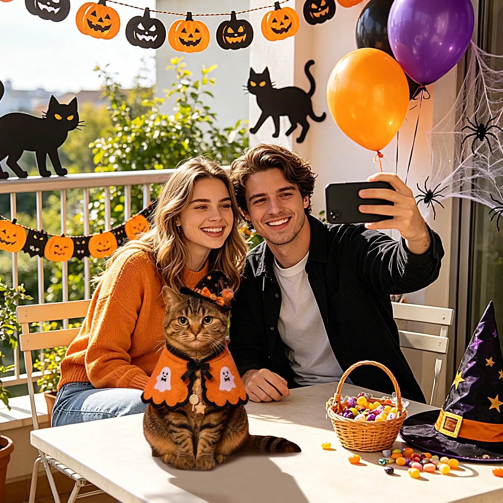 Halloween Costume Cats Pet Cosplay Cloak Cape Kitten Holiday Home Qme
