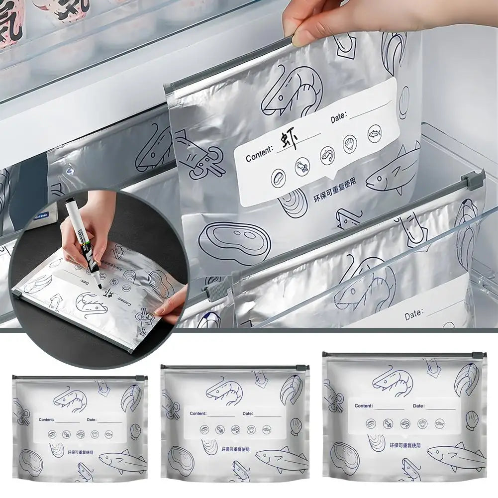 Reusable Aluminum Foil Sealable Storage Bags Vegetable Fruit Meat Qme