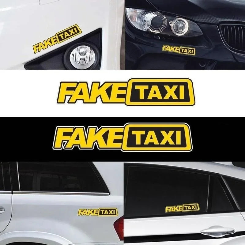 1Pcs Fake Taxi Sticker Funny Car Window Stickers Creative and Personalized Creative Patterns Car Glass Decoration Accessories Qme