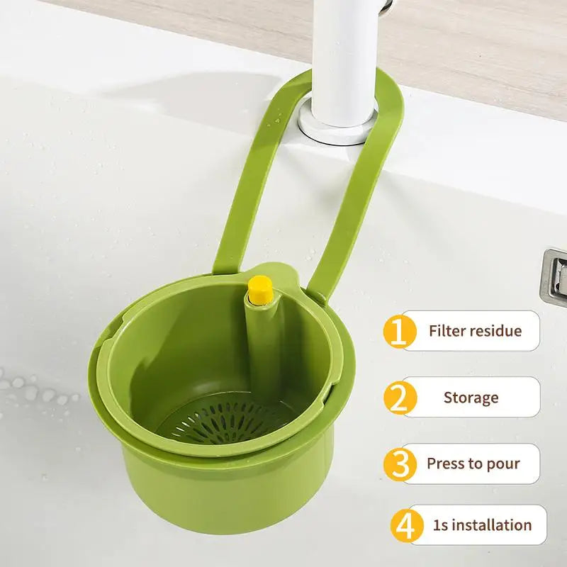 Creative Kitchen Sink Hanging Strainer Basket Detachable Openable Qme green