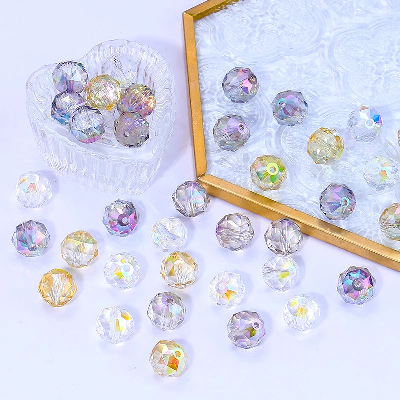 8mm/10mm Transparent Austria Crystal Glass Beads Roundle Spacer Loose Bead for DIY Bracelet Necklace Jewelry Making Accessories Qme